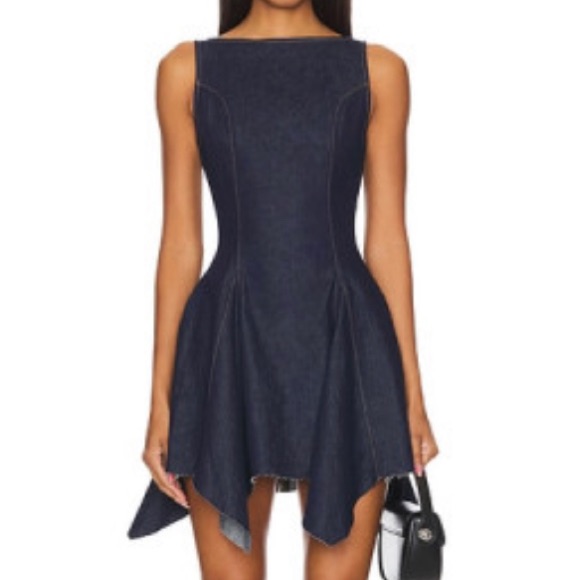 Eb Denim Boatneck Mini Dress In Havana Night